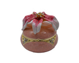 Big Round Floral Trinket Box Made with Austrian Crystals & Enamel with Gold Plating