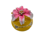 Big Round Floral Trinket Box Made with Austrian Crystals & Enamel with Gold Plating