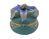 Big Round Floral Trinket Box Made with Austrian Crystals & Enamel with Gold Plating