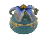 Big Round Floral Trinket Box Made with Austrian Crystals & Enamel with Gold Plating