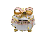 Handmade Pink Bow on Trinket Box. Made With Austrian Crystals & Enamel Gold Plated