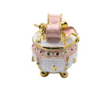 Handmade Pink Bow on Trinket Box. Made With Austrian Crystals & Enamel Gold Plated