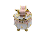 Handmade Pink Bow on Trinket Box. Made With Austrian Crystals & Enamel Gold Plated