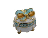 Handmade Pink Bow on Trinket Box. Made With Austrian Crystals & Enamel Gold Plated