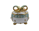 Handmade Pink Bow on Trinket Box. Made With Austrian Crystals & Enamel Gold Plated