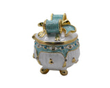 Handmade Pink Bow on Trinket Box. Made With Austrian Crystals & Enamel Gold Plated