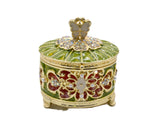 Round Shape Decorative Trinket Box with Butterfly. Hand Set Austrian Crystals & Enamel