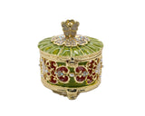 Round Shape Decorative Trinket Box with Butterfly. Hand Set Austrian Crystals & Enamel