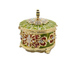 Round Shape Decorative Trinket Box with Butterfly. Hand Set Austrian Crystals & Enamel