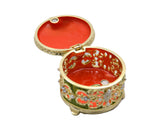 Round Shape Decorative Trinket Box with Butterfly. Hand Set Austrian Crystals & Enamel