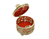 Round Shape Decorative Trinket Box with Butterfly. Hand Set Austrian Crystals & Enamel
