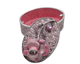 Big Oval Shape Trinket Box with Rose Flower. Beautifully Made by Hand with Austrian Crystals & Enamel