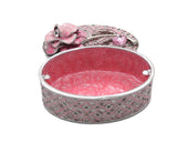 Big Oval Shape Trinket Box with Rose Flower. Beautifully Made by Hand with Austrian Crystals & Enamel