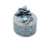 Big Oval Shape Trinket Box with Rose Flower. Beautifully Made by Hand with Austrian Crystals & Enamel