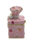 Bejeweled Present Trinket Box. Hand Painted Purple Enamel Austrian Crystals Gold Plated