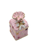 Bejeweled Present Trinket Box. Hand Painted Purple Enamel Austrian Crystals Gold Plated