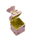 Bejeweled Present Trinket Box. Hand Painted Purple Enamel Austrian Crystals Gold Plated