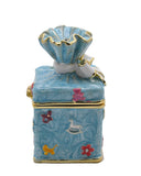 Bejeweled Present Trinket Box. Hand Painted Purple Enamel Austrian Crystals Gold Plated