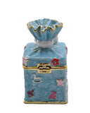 Bejeweled Present Trinket Box. Hand Painted Purple Enamel Austrian Crystals Gold Plated