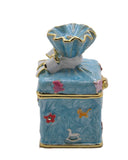 Bejeweled Present Trinket Box. Hand Painted Purple Enamel Austrian Crystals Gold Plated