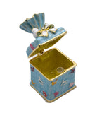 Bejeweled Present Trinket Box. Hand Painted Purple Enamel Austrian Crystals Gold Plated