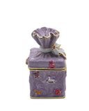 Bejeweled Present Trinket Box. Hand Painted Purple Enamel Austrian Crystals Gold Plated