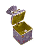 Bejeweled Present Trinket Box. Hand Painted Purple Enamel Austrian Crystals Gold Plated