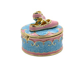 Jeweled Ballerina Shoes on Round Box. Hand Painted Enamel & Austrian Crystals