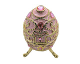 Jeweled Decorative Egg Trinket Box. Made with Enamel & Austrian Crystals Gold Plated