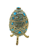 Jeweled Decorative Egg Trinket Box. Made with Enamel & Austrian Crystals Gold Plated