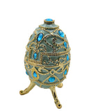 Jeweled Decorative Egg Trinket Box. Made with Enamel & Austrian Crystals Gold Plated