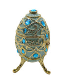 Jeweled Decorative Egg Trinket Box. Made with Enamel & Austrian Crystals Gold Plated