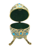 Jeweled Decorative Egg Trinket Box. Made with Enamel & Austrian Crystals Gold Plated