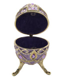 Jeweled Decorative Egg Trinket Box. Made with Enamel & Austrian Crystals Gold Plated