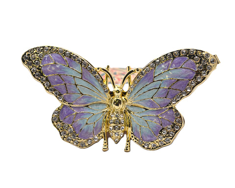 Bejeweled Colorful Butterfly Trinket Box. Handmade with Austrian Crystals Enamel