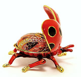 Flying Ladybug Trinket Box. Red Enamel with Austrian Crystals