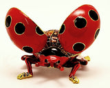 Flying Ladybug Trinket Box. Red Enamel with Austrian Crystals