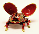 Flying Ladybug Trinket Box. Red Enamel with Austrian Crystals