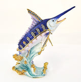 Marlin Fish Trinket Box. Very Detailed with Austrian Crystals