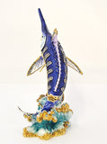 Marlin Fish Trinket Box. Very Detailed with Austrian Crystals