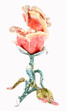 Stand Up Rose Flower Trinket Box with Austrian Crystals & Enamel