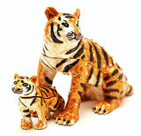 Tiger With Baby Trinket Box. Hand Detailed with Austrian Crystals