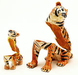 Tiger With Baby Trinket Box. Hand Detailed with Austrian Crystals