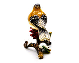 Sparrow on Branch Trinket Box with Colorful Enamel & Austrian Crystals
