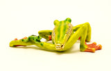 Leaping Frog with Baby Trinket Box. Very Detailed with Austrian Crystals Enamel