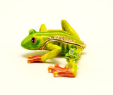 Leaping Frog with Baby Trinket Box. Very Detailed with Austrian Crystals Enamel