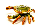 Tidal Crab Trinket Box. Hand Set Austrian Crystals Green Enamel