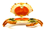 Tidal Crab Trinket Box. Hand Set Austrian Crystals Green Enamel