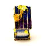 Bird House Trinket Box. Floral Design with Colorful Enamel & Austrian Crystals