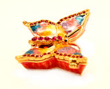 Garden Butterfly Trinket Box. Colorful Enamel with Austrian Crystals